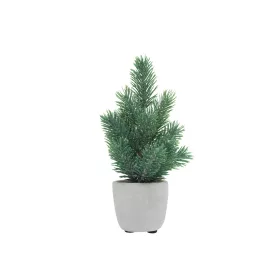 Mini asztali műfenyő deres, cement kaspóban 20 cm