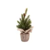 Mini asztali műfenyő zsákvászonos kaspóban 23 cm