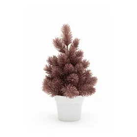 Rosegold mini asztali műfenyő, fehér kaspóban 28 cm