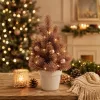 Rosegold mini asztali műfenyő, fehér kaspóban 28 cm