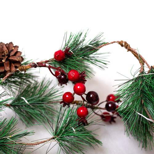 Karácsonyi girland LED világítással, 46 led, meleg fehér, 8 funkció