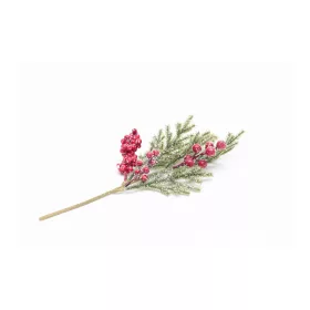 Dekorációs fenyőág - Havas piros bogyókkal 38 cm
