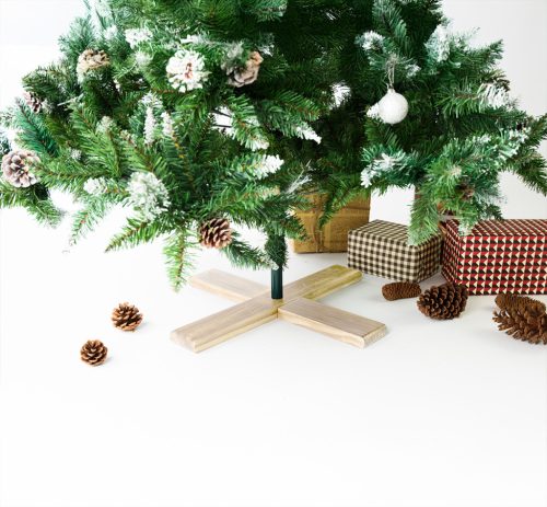 Crosswood  műkarácsonyfa talp, zöld tartórúd, natúr fenyőtalp